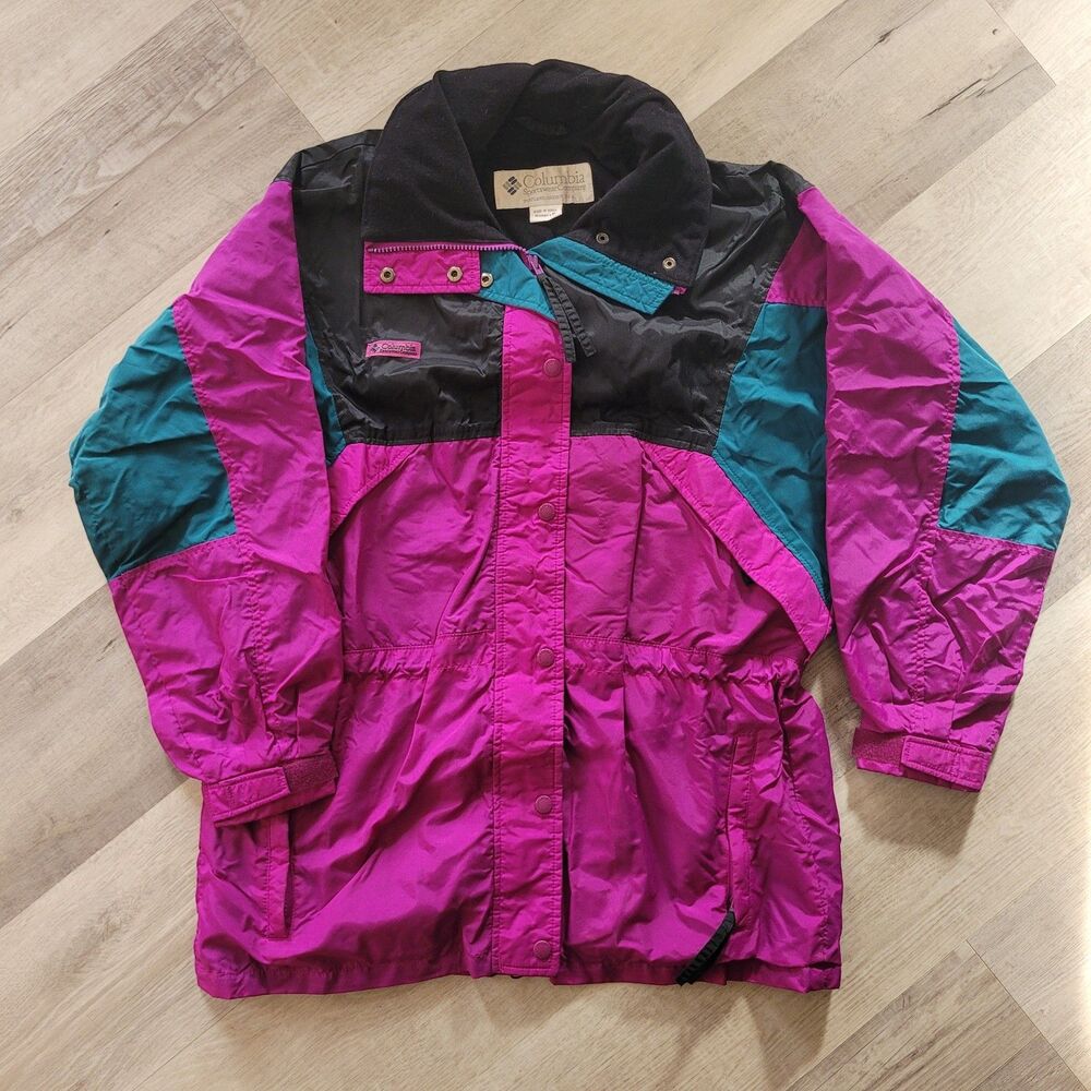 Vintage Columbia Womens 90s Sportswear Colorblock Ski Jacket Hidden Hood Medium